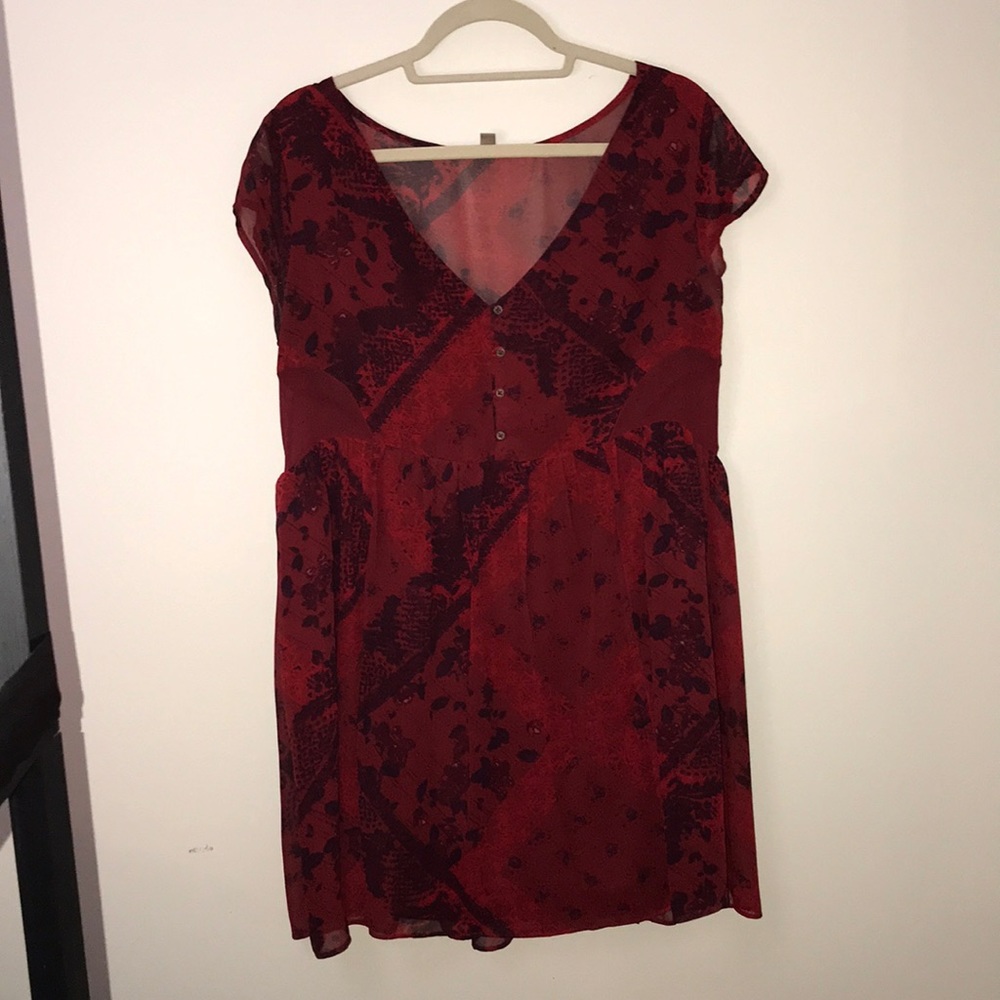 Red transparent back dress